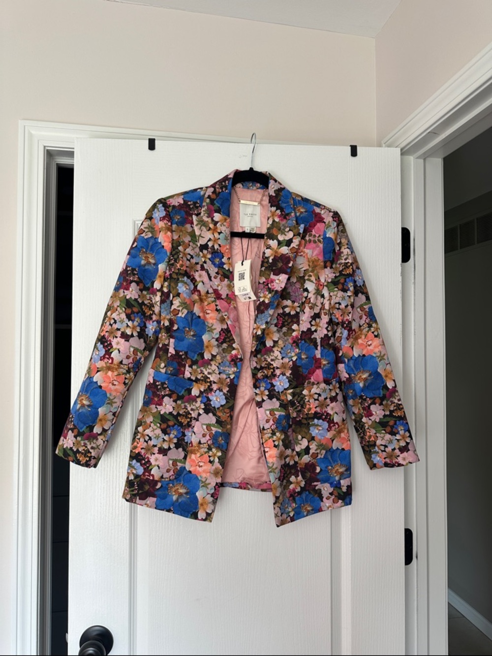 Ted Baker Multicolor Floral Blazer with Pink Lining